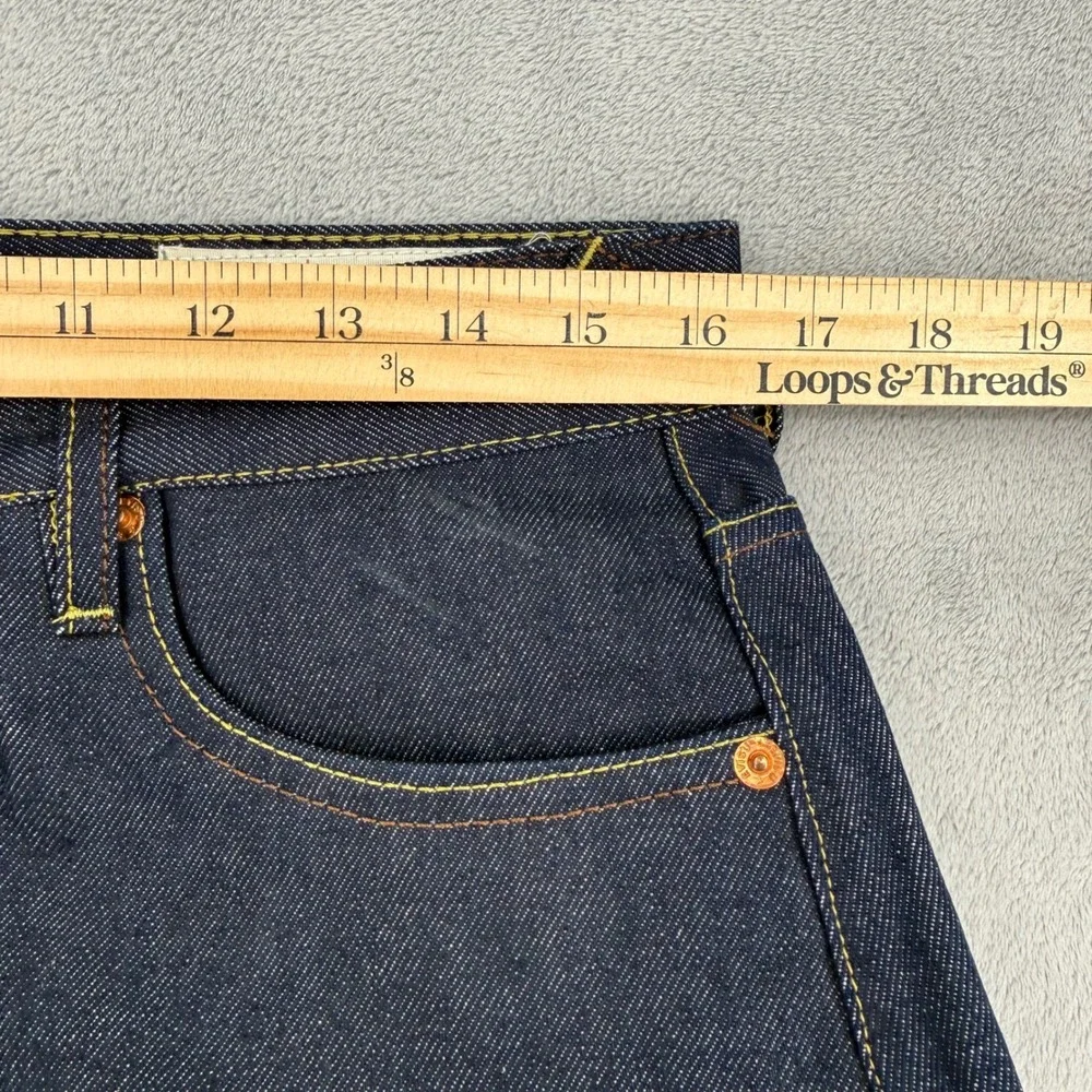 Evisu Osaka Japan Men Raw Denim Jeans Size 30 Dark Wash Wave Graphic Japan Made